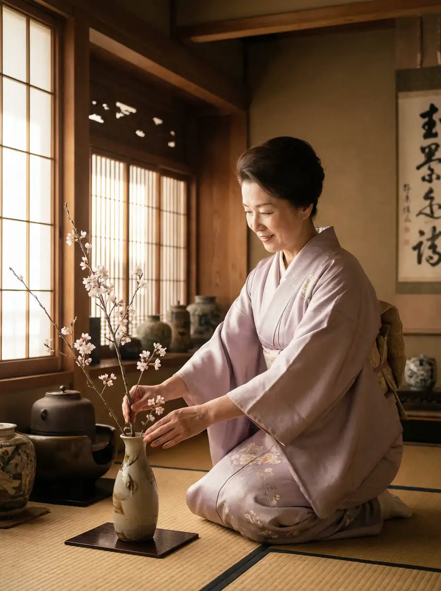 一位优雅的 里番导航 | 里番官方入口~热点里番分享平台 在和室中插花